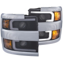 Chevrolet Silverado 2500HD 2015-2019 Projector Strålkastare Med Plank Style Switchback Svart / Orange (Krom Rim) ANZO