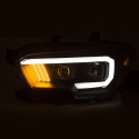 Toyota Tacoma w/ LED DRL 2016-2019 Projector Strålkastare (Plank Style Design) Svart/Orange Med DRL ANZO