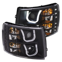 Chevrolet Silverado 1500 2007-2013 Projector Strålkastare Med U-Bar Switchback Svart / Orange ANZO