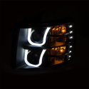 Chevrolet Silverado 1500 2007-2013 Projector Strålkastare Med U-Bar Switchback Svart / Orange ANZO