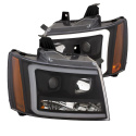 Chevrolet Tahoe 2007-2014 Projector Strålkastare Med Plank Style Switchback Svart / Orange ANZO