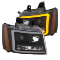 Chevrolet Suburban 2007-2014 Projector Strålkastare Med Plank Style Switchback Svart / Orange ANZO