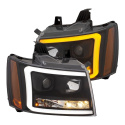 Chevrolet Suburban 2007-2014 Projector Strålkastare Med Plank Style Switchback Svart / Orange ANZO