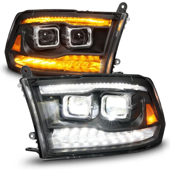 Dodge Ram 1500/2500/3500 (Alla Modeller) 2009-2018 (Inkl. 1500 Classic 19+) LED Strålkastare Svart med Klar Lins Plank Style ANZO i gruppen Välj bilmodell / Dodge / Ram 09-18 / Styling hos DDESIGN Scandinavia AB (anz111595)