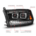 Dodge Ram 1500 / 2500 / 3500 2009-2023 LED-projektorstrålkastare ANZO