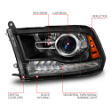 Dodge Ram 1500 / 2500 / 3500 2009-2023 LED-projektorstrålkastare ANZO