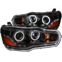 Mitsubishi Lancer 2008-2015 Projector Strålkastare Med Halo Svart (SMD LED) ANZO