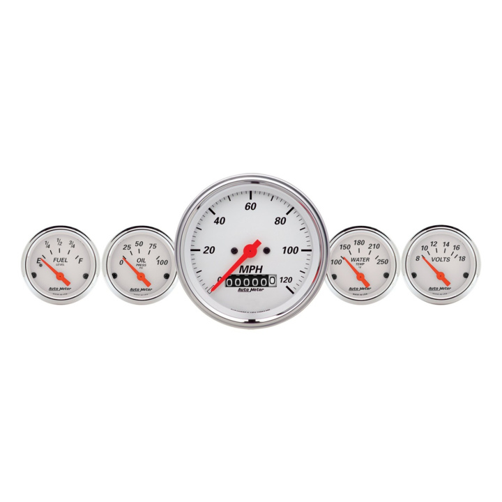 atm1340 Mätarkit 5st 87mm & 52mm (Elektrisk). SPEEDOMETER ARCTIC Vit