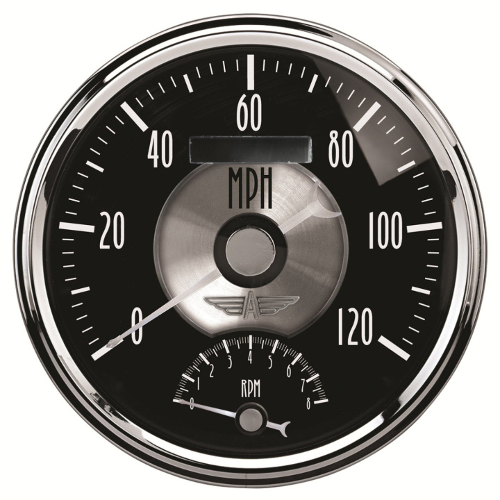 atm2091 Varv-/hastighetsmätare 127mm 120MPH & 8000 RPM (Elektrisk) PRESTIGE BLACK DIAMOND