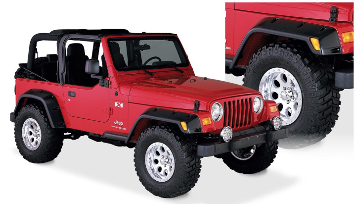 Jeep Wrangler 1997–2006 Skärmbreddare Pocket Style - Set om 4 Bushwacker i gruppen Välj bilmodell / Jeep / Wrangler TJ 1996-2006 / Styling hos DDESIGN Scandinavia AB (bus10908-07)