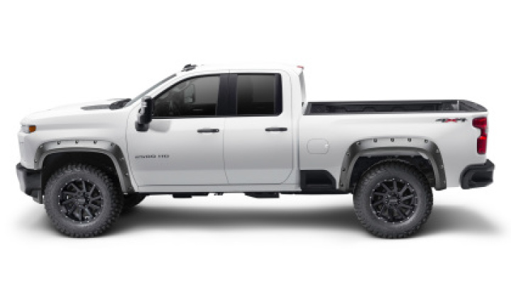 Chevrolet Silverado 3500 / 2500 HD 2020-2023 \'\'Pocket Style\'\' Skärmbreddare (4 delar) Svarta Bushwacker i gruppen Välj bilmodell / Chevrolet / Silverado 14+ / Styling / Skärmbreddare hos DDESIGN Scandinavia AB (bus40982-02)