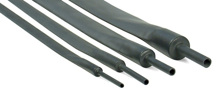 dei010836 Kit 9, 12, 18 & 24mm sizes x 60cm Svart Hi-Temp Krympslang DEI