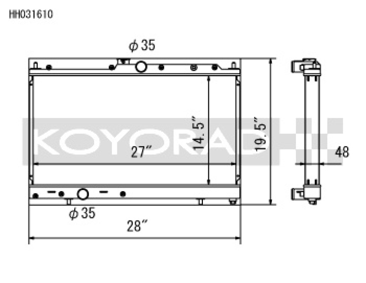 koyHH031610 Mitsubishi Evo 7-9 01-07 Aluminium Kylare Koyorad