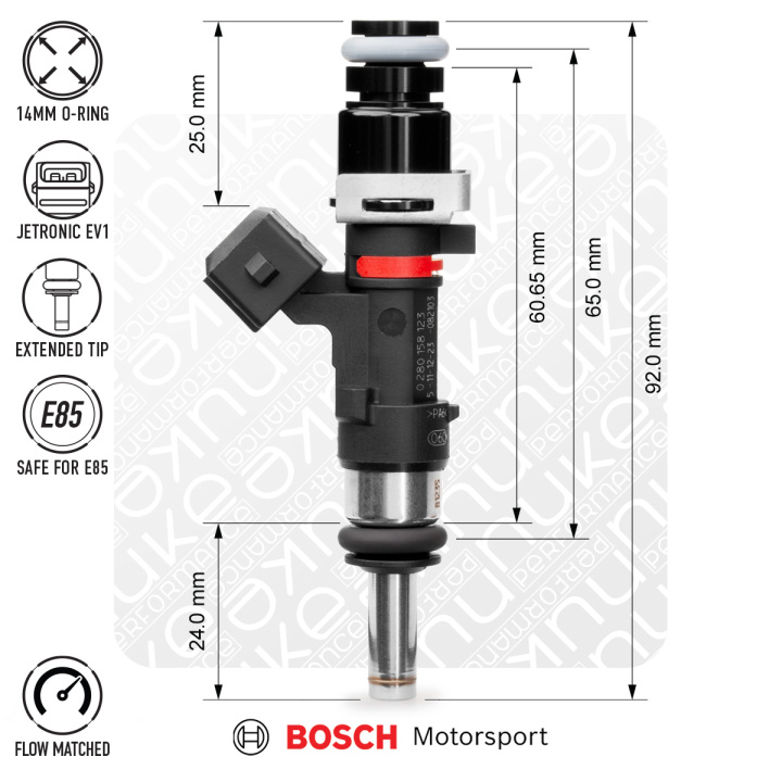 Bosch Spridare 627cc 65mm (EV14L) 5 st Flödesmatchade Nuke Performance i gruppen Tuning / Bränslesystem / Spridare hos DDESIGN Scandinavia AB (nuke-130-05-063)