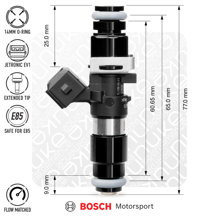 Bosch Spridare 1200cc 65mm (EV14L) 5 st Flödesmatchade Nuke Performance i gruppen Tuning / Bränslesystem / Spridare hos DDESIGN Scandinavia AB (nuke-130-05-120)