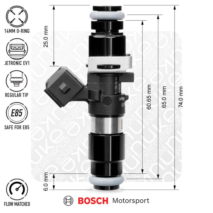 Bosch Spridare 1462cc 65mm (EV14L) 5 st Flödesmatchade Nuke Performance i gruppen Tuning / Bränslesystem / Spridare hos DDESIGN Scandinavia AB (nuke-130-05-150)