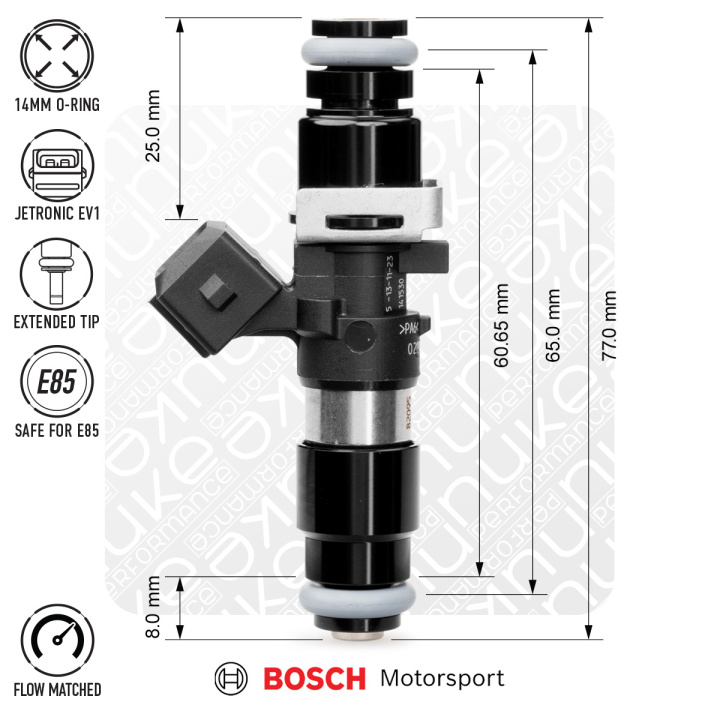 Bosch Spridare 870cc 65mm (EV14L) 6 st Flödesmatchade Nuke Performance i gruppen Tuning / Bränslesystem / Spridare hos DDESIGN Scandinavia AB (nuke-130-06-087)