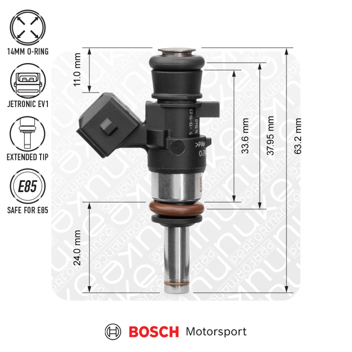Bosch Spridare 980cc 38mm (EV14K) 4 st Flödesmatchade Nuke Performance i gruppen Tuning / Bränslesystem / Spridare hos DDESIGN Scandinavia AB (nuke-131-04-098)